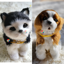 1+1 리얼펫 동물인형 강아지+고양이, 고양이(블랙)+강아지(그레이)