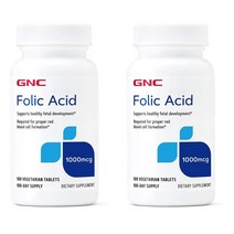 GNC Folic Acid 폴릭 애시드 엽산 1000mcg 100정 2개