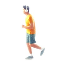 GHSHOP 1:87 HO 스포츠 피규어 인형 마이크로 장면 DIY 거리 장면 기차 철도 모델 레이아웃 Decor 장난감 그림 동상 2cm 키, 높이 2cm, 수지, 노란색 남성 G