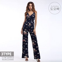 도오빠 여성 점프수트 민소매 쉬폰 브이넥 긴바지 바지 정장 플라워 꽃무늬 바캉스룩 미국 유럽 스타일 예쁜 편한 의류 패션 캐주얼 봄 여름 가을 데이트룩 오피스룩 데일리룩 코디 직장인 중년 여자점프수트