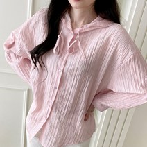 간절기 봄 후드 러블리 주름 셔츠 블라우스