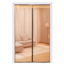 SKANDSALO 출입구 붙이는 모기장 방충망 방 문 창문 자석 자동 방충 커튼 문발 바란스 부착, 100x240+커피테두리+세로줄무늬커피샤