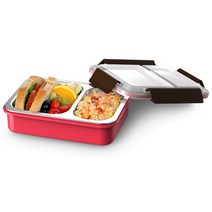 키친아트 라팔 스텐 칸칸분리 밀폐 도시락, 핑크