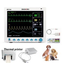 SINOHERO H8-VET 수의학 멀티 파라미터 환자 모니터 의료용 생체 신호 모니터 기계 SPO2 ECG PR NIBP 심박수 애완 동물, 4.Printer ETCO2 IBP