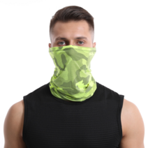 투포디 카모 자외선 차단 넥워머 목토시, 네온그린