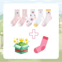 제이셀 SS116 유아여아아동 핑크체리피치 아동양말 5켤레 세트 + 랜덤 1켤레