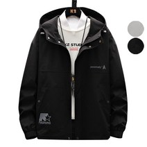 Sevenmoon 봄철 심플 루즈핏 날염 후드 남자 재킷