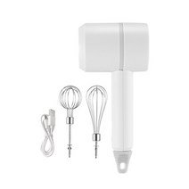 파운터반죽기 휴대용 3 단계 속도 조절 무선 전기 푸드 믹서 핸드 블렌더 반죽 믹서기 계란 거품기 베이킹 주방 도구, [03] WHITE