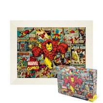 퍼즐피플 마블 코믹스 직소퍼즐, 마블코믹스 아이언맨 500피스 액자포함(우드화이트), 500p