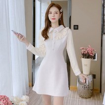 기모 가 두 꺼 워 짐 2021 겨울옷 여성 패션 슬 림 베 이 비 네 크 라인 모직 니 트 베이스 허리 A 라인 스커트