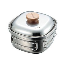 캠핑 냄비 코펠 일본 제 CAPTAIN STAG 아웃 도어 스테인리스 사각라면 냄비 1.3 L UH-4202, One Size, ブラック