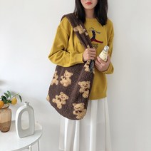 AZMON 귀여운 곰돌이 뽀글이 숄더백 휘뚜루마뚜루 가방 쇼퍼백
