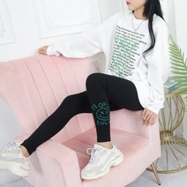 순이들 여성 레터링 스마일 레깅스 세트
