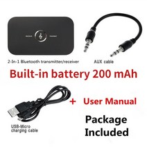 업그레이드된 블루투스 5.0 오디오 송신기 수신기 RCA 3.5mm AUX 잭 USB 동글 음악 무선 어댑터 자동차 PC TV 헤드폰용, 01 Black_01 블루투스 v5.0