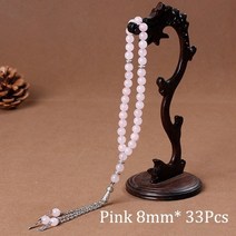 염주 이슬람 tasbih muslim rosary beads 33 묵주 ​​팔찌 남성용 액세서리 natural stone agates handmade turkey, 핑크 크리스탈