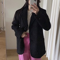 미우 울자켓 여성 오버사이즈 울 부클 오버핏 자켓 아이보리 블랙 라벤더 퍼플
