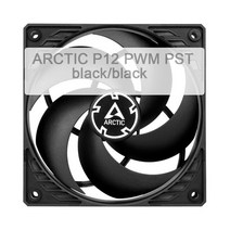 arctic p12 pwm pst 압력 팬 화이트 블랙 12cm 섀시 냉각 fdb 베어링 지능형 온도 제어, p12 pwm pst 블랙