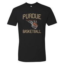 NCAA 페이드 레트로 농구 팀 컬러 티셔츠 프리미엄 면 칼리지 대학교 Purdue 보일러메이커. 블랙 666851, Purdue Boilermakers Black