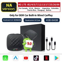 내비 네비 후방 매립 게이션 7 8 인치 CarlinKit-스마트 무선 안드로이드 오토 amp 카플레이 Ai 박스 TV 4 64G 퀄컴 코어 GPS 지원 유튜브 넷플릭스 포드 V, [02] Android 9 NA, [01] CarlinKit Official