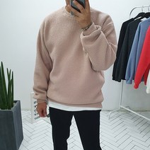 바이코드 남자 오버핏 골지 니트 맨투맨