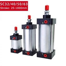표준 공기 공압 실린더 SC 32/40/50/63mm 보어 복동 50/75/100/125/150/175/200/250/300/350/400/500/1000mm 스트로크, Stroke 400mm, SC63 (Bore 63mm)