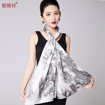 다목적 50대여성 스카프 프로랄 플로랄 플라워 실크 스카프