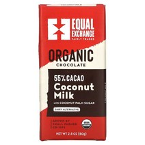 Equal Exchange Organic Coconut Milk Chocolate With Coconut Palm Sugar 55% Cacao 2.8 oz (80 g), One Color, One Size
