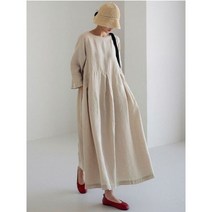 여름 원피스 하객 여성 룩 도착 일본식 게으른 아늑한 세련된 여자의 가을 드레스 코튼 린넨 패션 캐주얼 봄