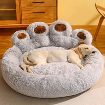 쿠션 대형견 방석 강아지 고양이 애견 중형견 반려견 마약, 3XL  지름 110cm, 곰 발 회색