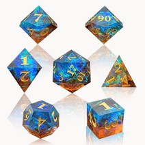 보드게임 주사위 금속 다면체 dnd 세트 d20 mtg rpg dd 테이블 액세서리 샤프 에지 수지 투명 cthulhu d4 d6 d8 d10 d12 dice 44, 협력사, 갈색빛이 도는 파란색