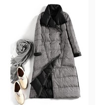 그레이 체크 롱패딩 루즈핏 다운파카 울트라 라이트 초경량 코트 양면 리버시블 슬림패딩 여성큰옷 빅사이즈 겨울자켓 선물