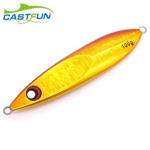 닭털 찌 미끼 CASTFUN 느린 지그 블래트 130g 금속 미끼 낚시 태클 바다, 01 Gold_02 160g, 1개