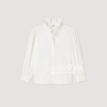 SANDRO 2022 가을 긴 소매 페플럼 스탠딩카라 화이트 이너 셔츠 상의 여성 SFPCM00749