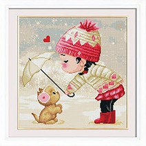 그린 화야루이 보석 십자수 (원형 비즈 +오로라 ) DIY 패키지, 1개, 여자아이와강아지 BH015