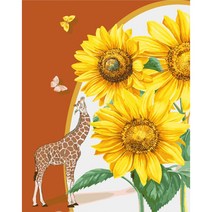 유쾌한컴퍼니 DIY 유화그리기 명화그리기 세트 40X50 200종, A-229 기린과 해바라기