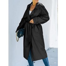 트렌치 여성 자켓 더블 브레스트 롱 코트 클래식 옷깃 긴 소매 방풍 오버 벨트 가을 Streetwear