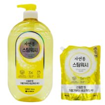 댕Ol몰 LG 자연퐁 스팀워시 주방세제 찌든때 750ml + 1리터 (레몬향)