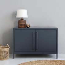 마켓비 PIDOR 철제수납장 2문 캐비넷 TV거실장 900, 다크그레이