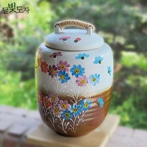 달빚도자 분청투톤 코스모스 10kg 쌀독 쌀항아리+뚜껑포함 (일자형)