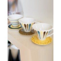 북유럽스타일 고노 드리퍼 택1 [핸드페인팅 도자기], 세로무늬 브라운