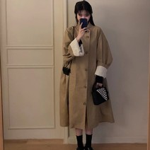 데일리룩 롱슬리브 이스트 게이트 가을 새로운 스탠더 긴 캐주얼 오버핏 여성 롱 트렌치 코트