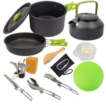 트레킹 냄비화로세트 2~3인 캠핑용 티포트 스토브, 그린