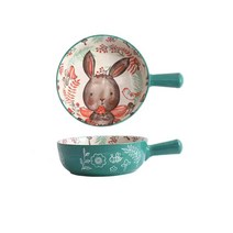 BLOWFISH FUGU 북유럽 캐릭터 손잡이 그릇 라면 그릇냉면 그릇 세트/도자기 손잡이 그릇, 방울토끼