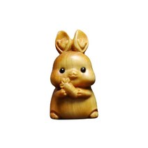 GHSHOP 나무 조각 토끼 동상 공예 책상 장식 조각 침실 거실 사진 소품 데스크탑 장식에 대한 미니어처 입상, 목재, 갈색