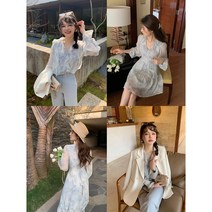 꽃무늬원피스 상견례옷차림 결혼식하객룩 키작녀 청 트렌치 원피스 아나운서 아이유 서른아홉손예진옷 신사와아가씨조사라옷 140