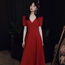 여성 여자 웨딩데이 원피스 롱원피스 신부 고급 드레스 새틴 빈티지 심플 웨딩드레스