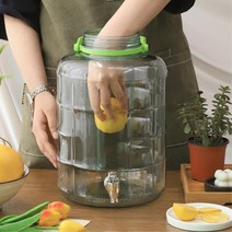 10L 매실 담금주 꼭지 유리병 수제청 용기 수제청병 유리공병, 디스펜서 효소병 10L