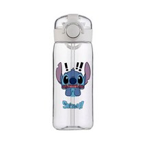 패들보드 수상스포츠안전모디즈니 물 병 휴대용 투명 컵 빨대 만화 인쇄 Sippy 스포츠, 05 Stitch_01 400ML