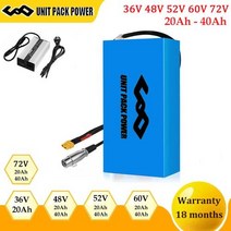 48V 60V 72V 40Ah Ebie 배터리 팩 52V 36V 20AH 전기 자전거 Escooter 18650 350W 500W 750W 1000W 1500W 1800W 2000, CHINA