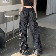 설온 여성 자노 주름 롱 와이드 밴딩 팬츠